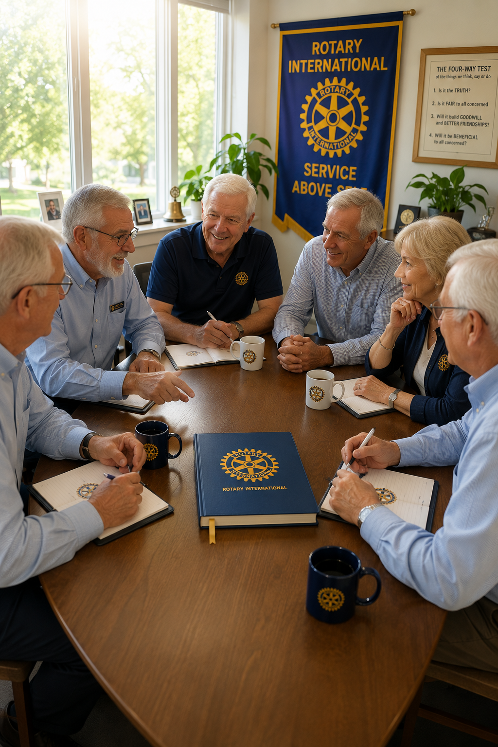 Rotary club board meeting — members thinking forward together