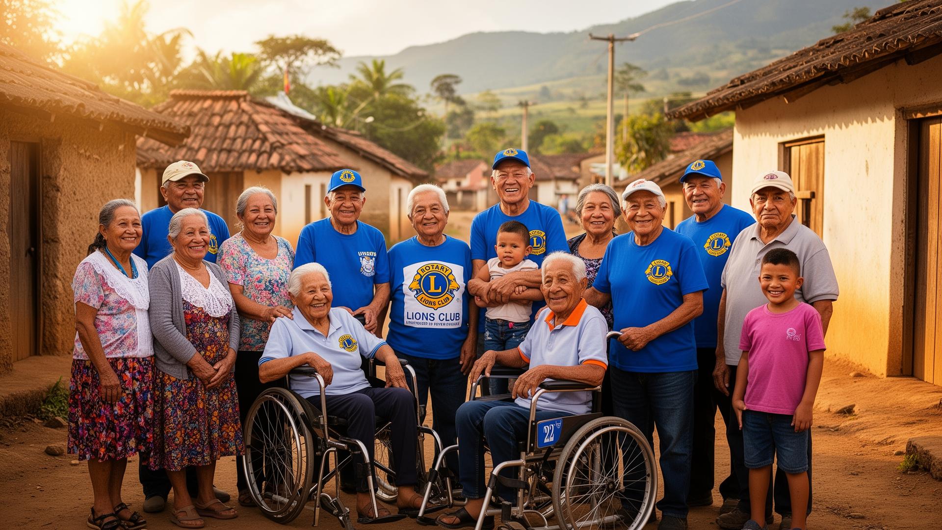 Rotary and Lions Club members delivering wheelchairs to families in Latin America